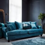 turquoise plush sofa