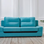 turquoise sofa with black pallet