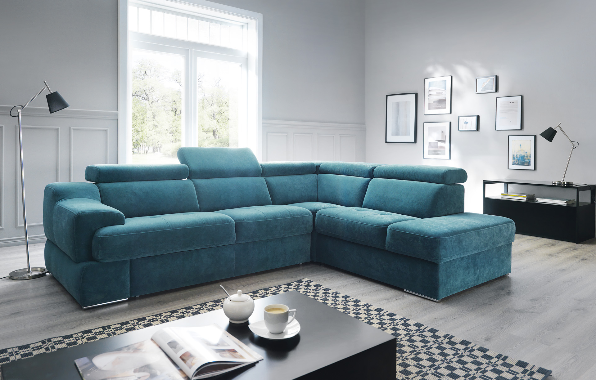 corner turquoise sofa