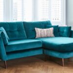 turquoise corner sofa on legs