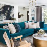 turquoise sofa with armchair