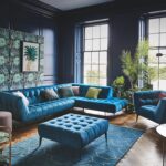 turquoise sofa with ottoman