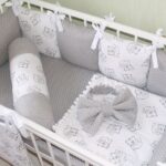 gray bed bumpers with bow