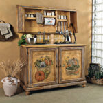 kitchen sideboard with pumpkin