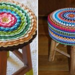 décoration de photo de couverture de tabouret au crochet