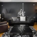 black furniture in the interior photo