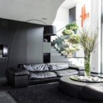 black furniture in the interior design photo