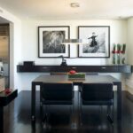 black furniture in the interior design photo