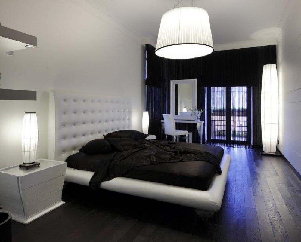 black and white bedroom