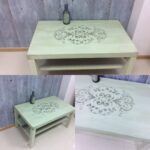 decoupage table turquoise