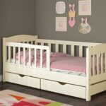 children's bed made of wood low in drawers