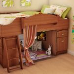 children's bed made of wood with a house