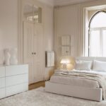 bedroom in light beige colors