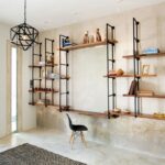 designer shelves on the whole wall