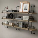 designer shelves made of wood and metal