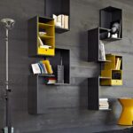 black and yellow stylish designer shelves