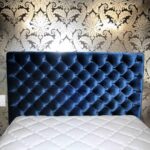 bed with headboard blue