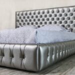 bed with headboard silver