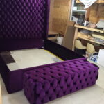 bed with headboard purple