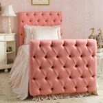 bed with headboard pink