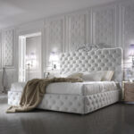 bed with headboard white