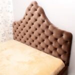 bed with headboard brown