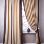 beige and brown two-tone curtains