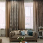 gray-beige two-tone curtains