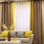 yellow-beige two-tone curtains