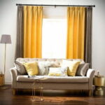 yellow brown two-tone curtains