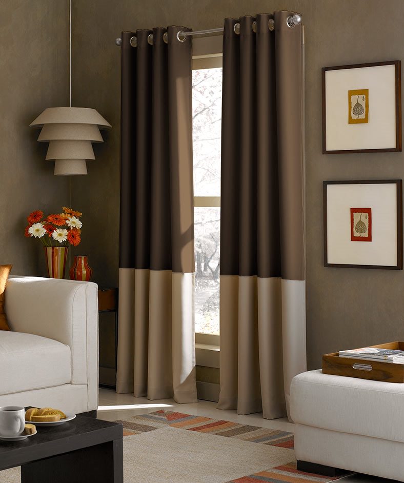 two-tone brown curtains