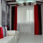 red and black two-tone curtains