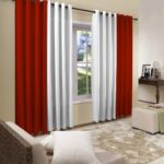 white and red two-tone curtains