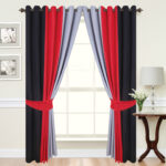 gray-red-black curtains