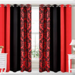 black and red curtains