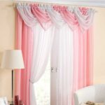 white and pink two-tone curtains