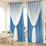 blue and white two-tone curtains