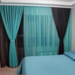 turquoise brown two-tone curtains