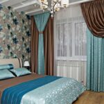 turquoise beige two-tone curtains