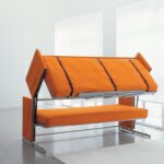 convertible sofa orange semi-folded