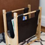 fabric magazine rack with wood