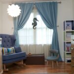 light blue curtains