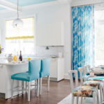 colorful blue curtains for kitchen