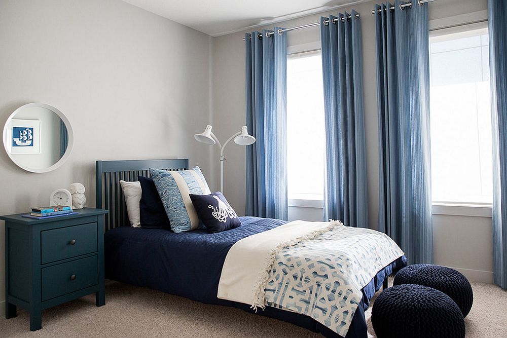 blue curtains for bedroom