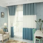 blue and white curtains