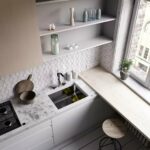 small kitchen with windowsill