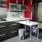 kitchen small red and gray