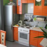 small orange kitchen