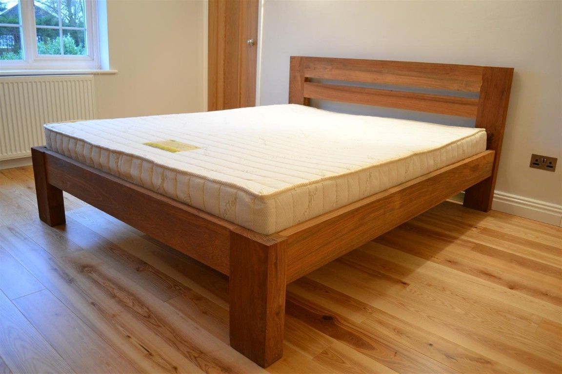 double bed made of wood