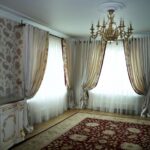 classic curtains with chandelier